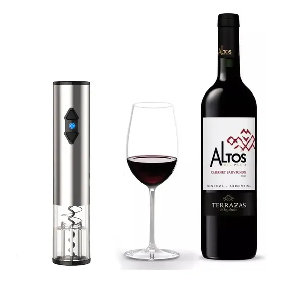 Sacacorchos Automatico Abridor Destapador De Vinos A Pilas Plateado