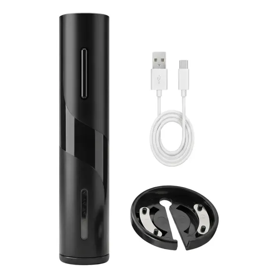 Sacacorchos Automatico Recargable Usb Cortador Vino Botellas Abridor Electrico Negro Acero Inoxidable