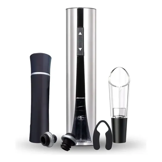 Sacacorchos Eléctrico Destapador de Vino Daza Kit Abridor Automático de Botellas Sommelier Recargable USB Incluye Accesorios Corta Cápsulas 