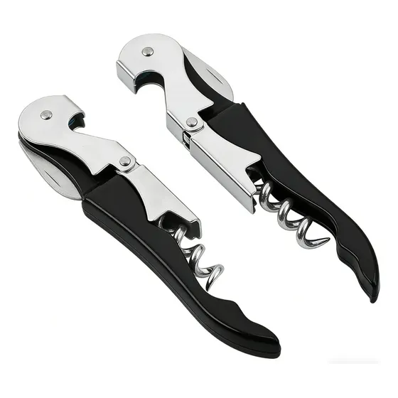 Set 2 Sacacorchos Profesional Sommelier Con Cortapapel Negro