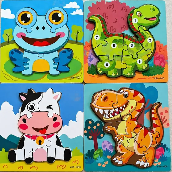 Set 4 Rompecabezas Puzzle Madera Encastre Didactico Niños