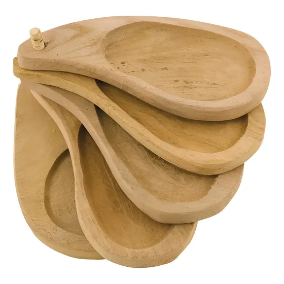 Set 5 Tablitas Tablas Picada Copetinero Abanico Madera Marrón