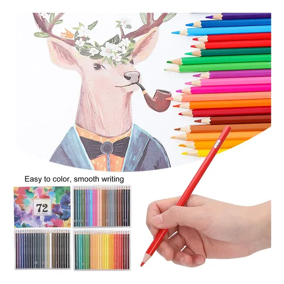 Set 72 Lápices De Colores Al Óleo Para Dibujo Y Arte Rojo