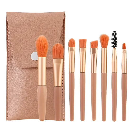 Set 8 Pinceles Mini De Maquillaje Con Estuche