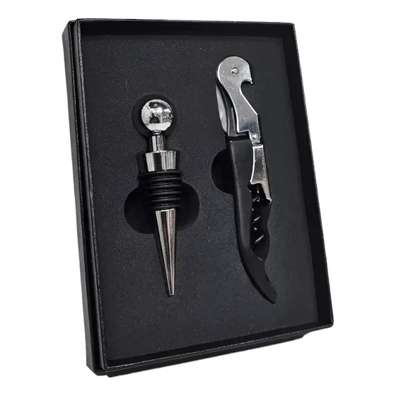 Set Accesorios Vino Vacu Vin Livorno Sacacorcho Ergonómico y Tapón