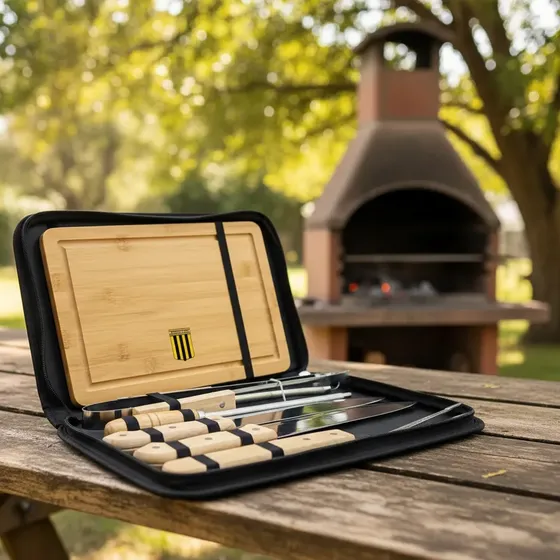 Set Asado Premium Almirante Brown Con Funda Personalizable