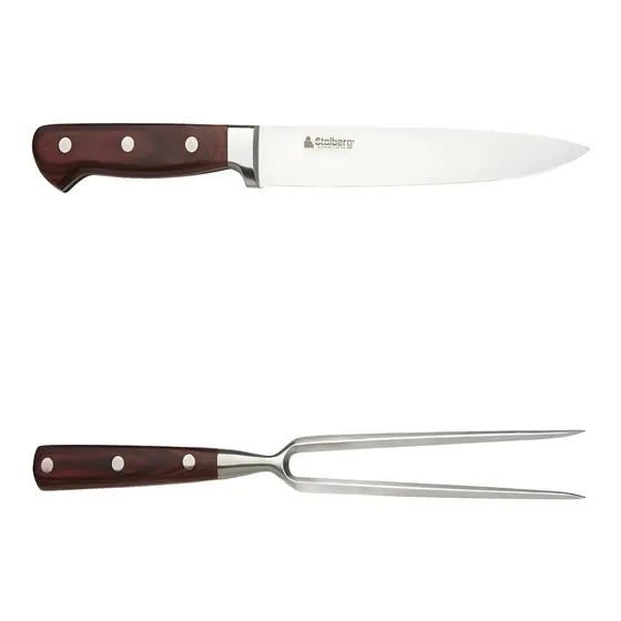 Set Asador Acero Inox Cuchillo Trinche Madera Stolberg