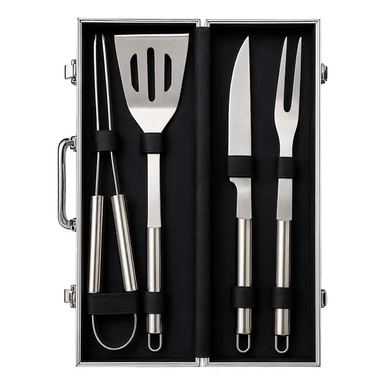 Set Asador Acero Inoxidable 4 Piezas Con Maletín