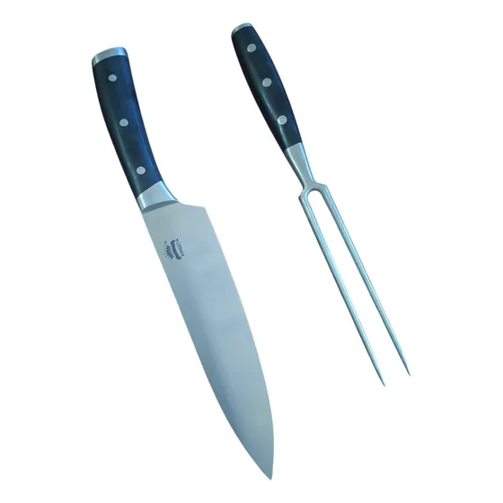 Set Cuchillo Chef Y Tenedor Trinche Cocina Asado X2