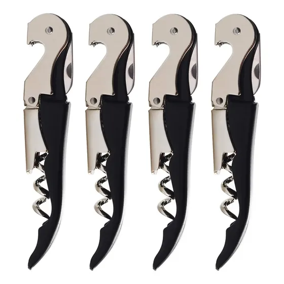 Set De 4 Sacacorchos Profesionales Para Bartenders Y Sommeli Preto E Prata