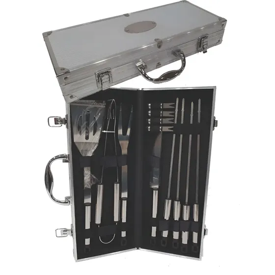 Set De Asado 12 Piezas Acero Inoxidable + Maletín Aluminio