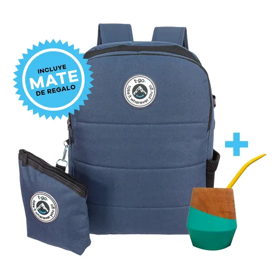 Set De Mochila Matera + Yerbero Con Mate De Madera Y Bombilla Regalo Edición Especial Día Del Padre