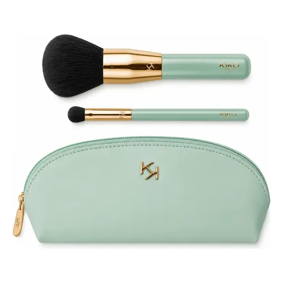 Set De Pinceles De Maquillaje Kiko Con Neceser Verde Agua