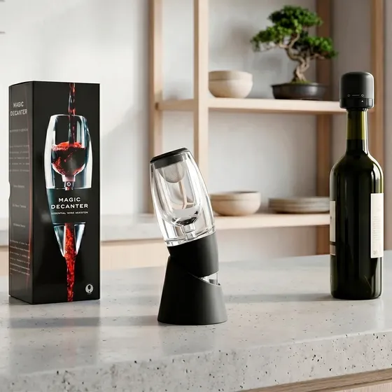 Set Decantador Con Base + Tapon Hermetico Para Vino Kit