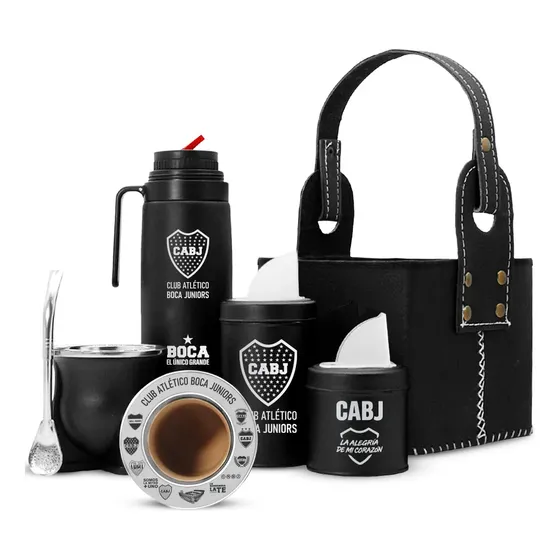 Set Matero Boca Termo 1lt Mate Camionero Pvc Canasta Yerbera