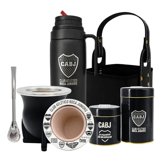 Set Matero Boca Termo 1lt Mate Camionero Pvc Canasta Yerbera
