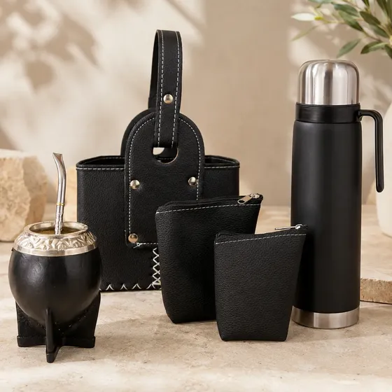 Set Matero Completo Premium Kit Mate Canasta Termo Yerbera