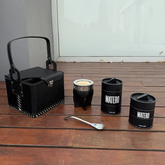 Set Matero Premium Kit Mate Imperial Cuero + Canasta + Latas