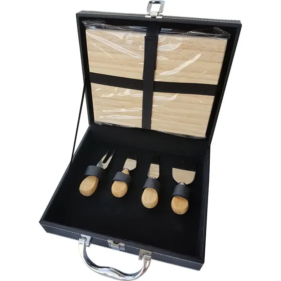Set Valija Kit De Cuchillos Para Quesos Con Tabla