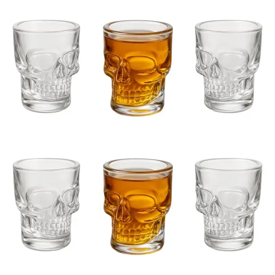 Set Vasos Shot Tequila Vidrio Calavera Doomed 50ml x6 Unidades