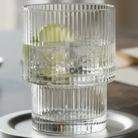 Set X 6 Vasos Diseño 190 Ml Vidrio Acanalado Bajo