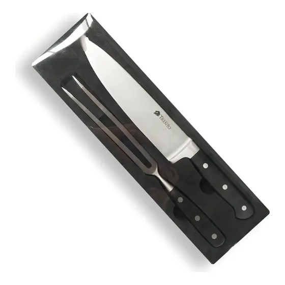 Set X2 Piezas Trento Cuchillo Trinche Inox Pom Chef Cocina