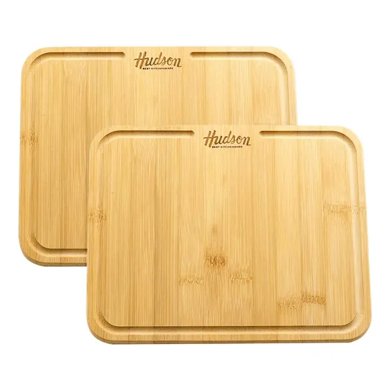 Set X2 Plato Tabla Asado Picada Rectangular Bambú Hudson Hsk