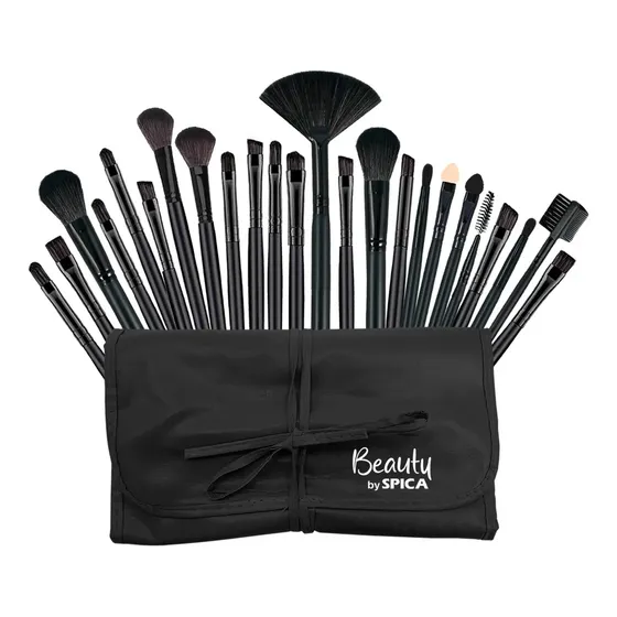 Set X24 Brochas Y Pinceles Para Maquillaje BEAUTY BY SPICA BRO-20 Estuche Color Negro
