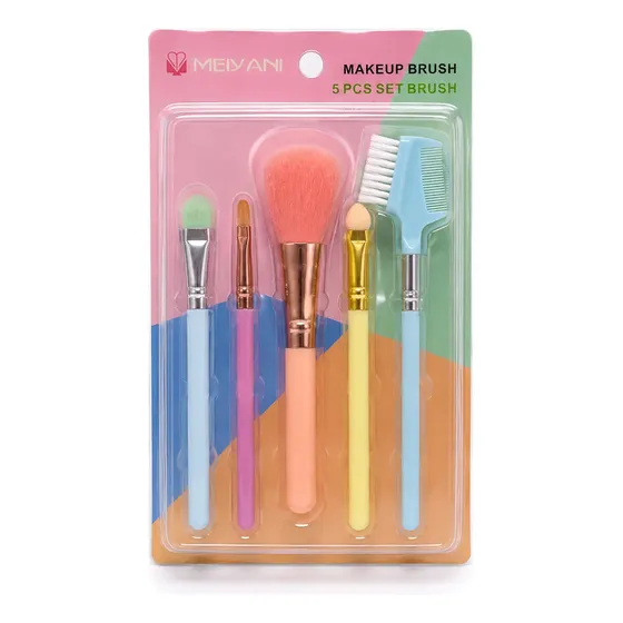 Set X5 Brochas Y Pinceles Para Maquillaje Sintetico Make Up