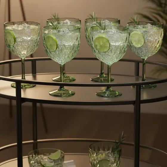 Set X6 Copas Gin 540 Ml Carol Acrilico Glamour Vajilla Bz3