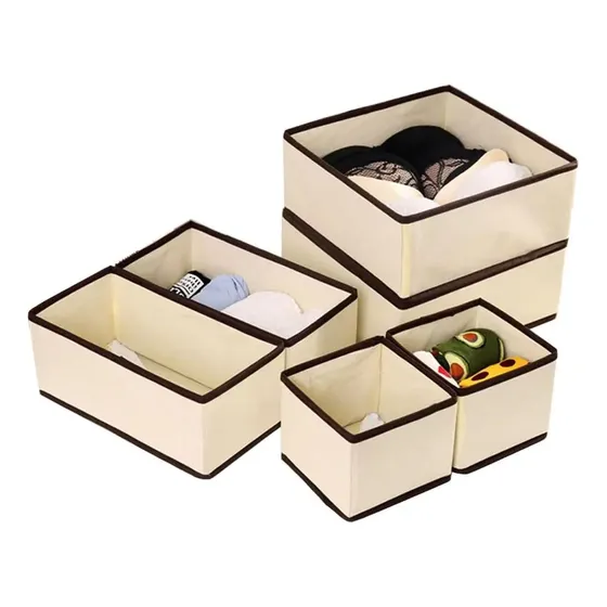 Set X6 Organizador De Cajones Para Ropa Interior Tela Apilable Multiuso Escritorio Joyas Costura Maquillaje Accesorios Oficina Hogar Color B