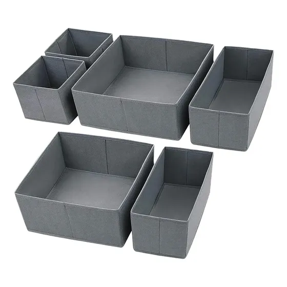 Set X6 Organizador De Cajones Para Ropa Interior Tela Color Apilable Multiuso Escritorio Joyas Costura Maquillaje Accesorios Oficina Hogar G
