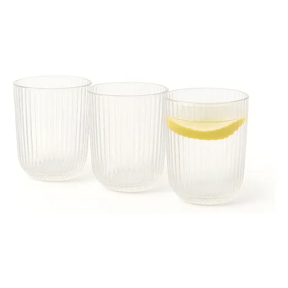 Set X6 Vasos De Vidrio Trasparentes Dakota Con Líneas Premium Color Trasparente