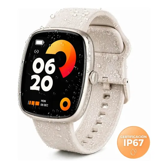 Smartwatch JD Cairo con Llamadas Bluetooth y Pantalla de 1.83" en Color Beige