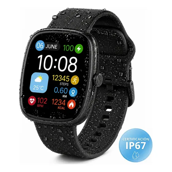 Smartwatch Jd Cairo Pantalla 1.83 Cuadrado Llamadas Bluetooth Presión Arterial Control De Musica Reloj Inteligente Color Negro