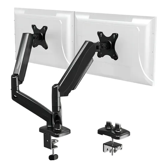 Soporte Doble Monitor Escritorio Hidraulico Prosoft Ps160 Color Negro
