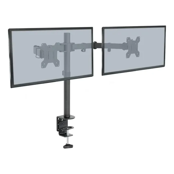 Soporte Doble Monitor Tv Led Lcd Brazo Escritorio 13 A 27 Color Negro