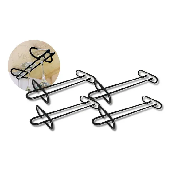 Soporte Porta Copas X4 Colgante Recto Copero Negro Corto