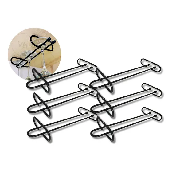 Soporte Porta Copas X6 Colgante Recto Copero Negro Corto