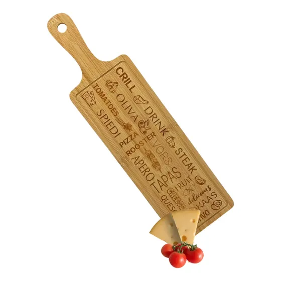 Tabla Bamboo Con Manija Para Picadas Quesos Cocina Mediana