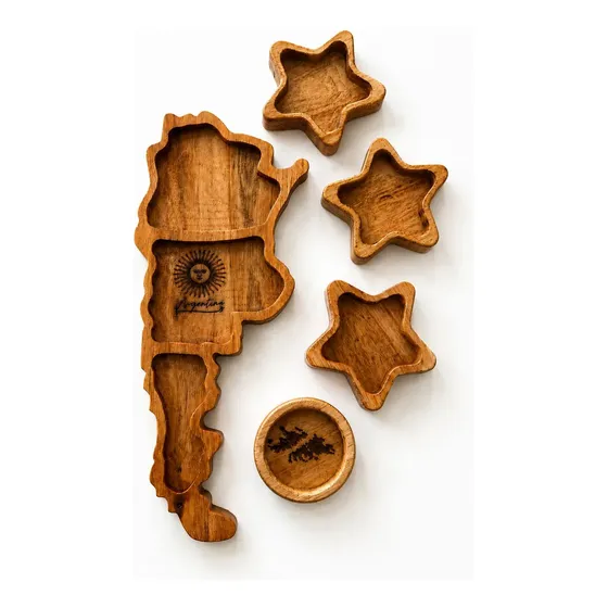 Tabla De Picada Mapa Argentina + 4 Dips En Madera Eucalipto