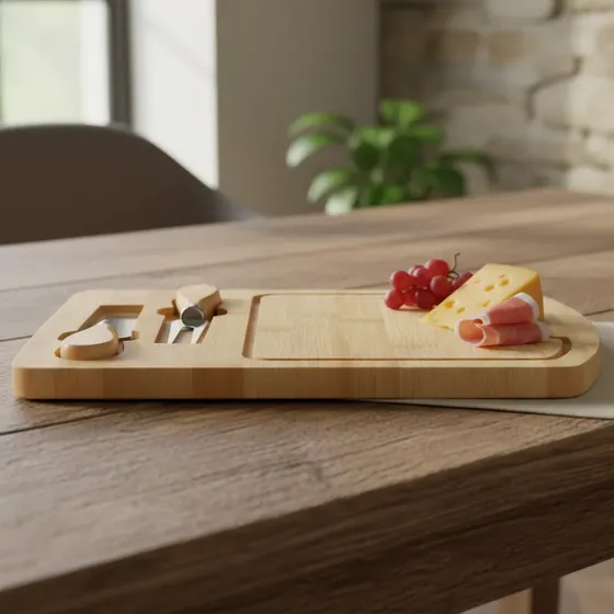 Tabla Para Picada Quesos Fiambres Madera Bambu