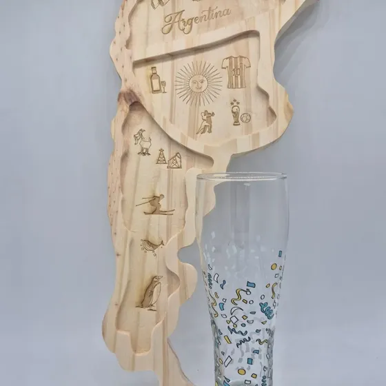 Tabla Picada Argentina C/vaso Cerveza Dia Del Padre Mundial