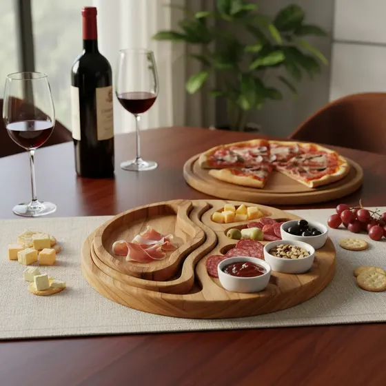 Tabla Picada Reversible Doble Pizza Pizzera Cocina Madera
