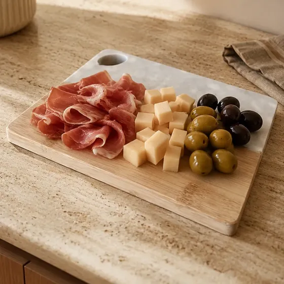 Tabla Picar Queso Fiambre Madera Mármol Tabla Picar