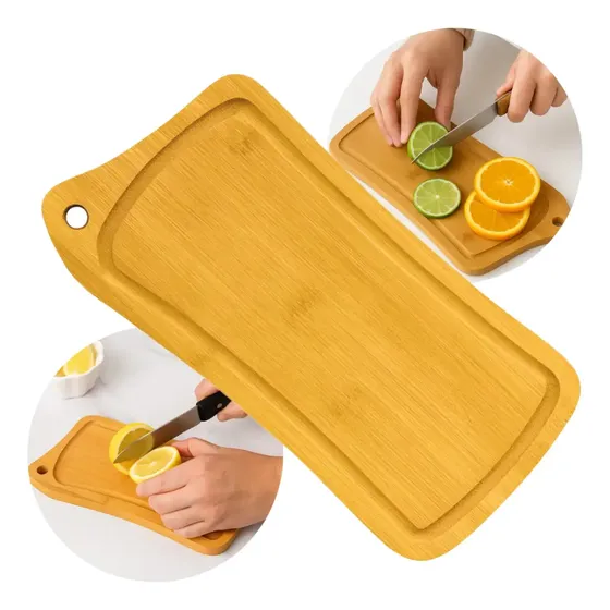 Tabla Waffy Bambú Antideslizante Con Canaleta 25x12cm Gourmet
