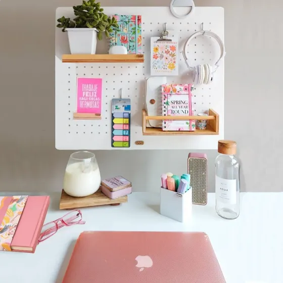 Tablero Organizador Pared Madera Börd Con Accesorios 50x58,5