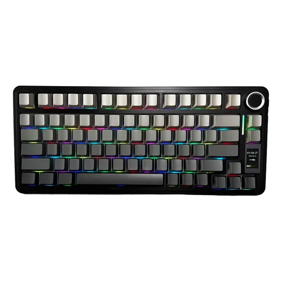 Teclado Gamer Aula S75 Pro Wireless Trimodo Sw Star Vector Rgb Negro Degrade Con Pantalla Personalizable