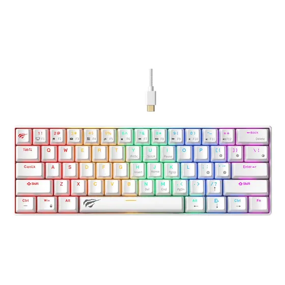 Teclado Gamer Havit Kb903l Mecánico 60% Usb C Switch Red Teclado Blanco Idioma Inglés Us