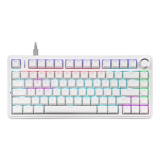 Teclado Gamer Mecánico Aula F75 Cableado Usb Blanco Sw Red Blanco Inglés Internacional